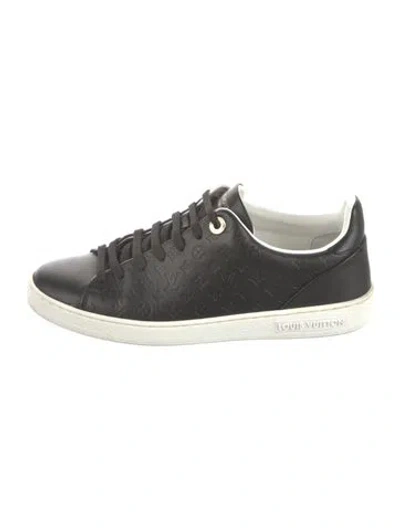 Pre-owned Louis Vuitton Lv Monogram Leather Sneakers In Black