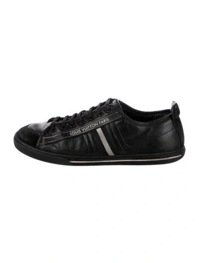 Pre-owned Louis Vuitton Lv Monogram Leather Sneakers In Black