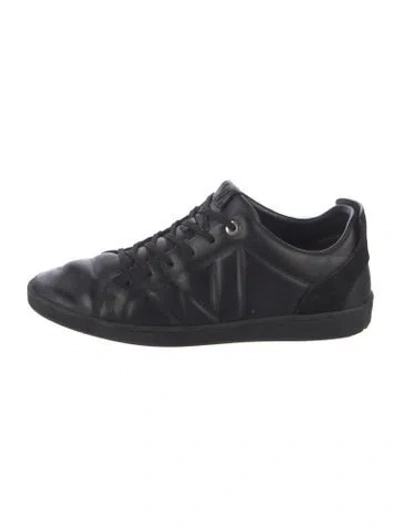 Pre-owned Louis Vuitton Lv Monogram Leather Sneakers In Black