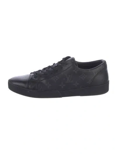 Pre-owned Louis Vuitton Lv Monogram Leather Sneakers In Black/blue