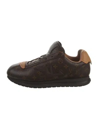 Pre-owned Louis Vuitton Lv Monogram Leather Sneakers In Brown