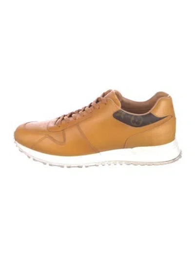 Pre-owned Louis Vuitton Lv Monogram Leather Sneakers In Neutral