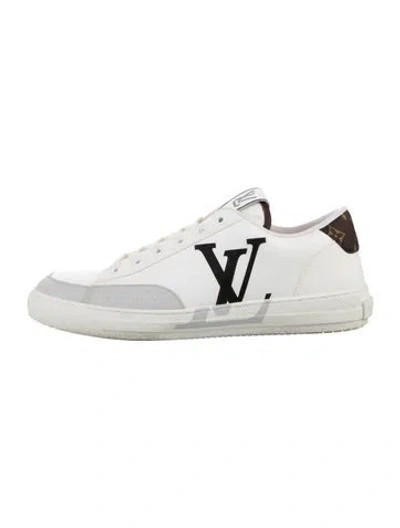 Pre-owned Louis Vuitton Lv Monogram Leather Sneakers In White