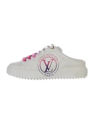 Pre-owned Louis Vuitton Lv Monogram Leather Sneakers In White
