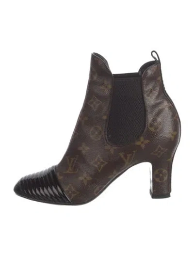Pre-owned Louis Vuitton Lv Monogram Leather Trim Embellishment Chelsea Boots In Multi