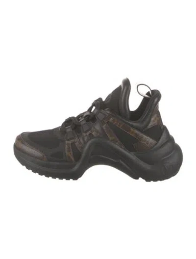 Pre-owned Louis Vuitton Lv Monogram Leather Trim Embellishment Chunky Sneakers In Multi