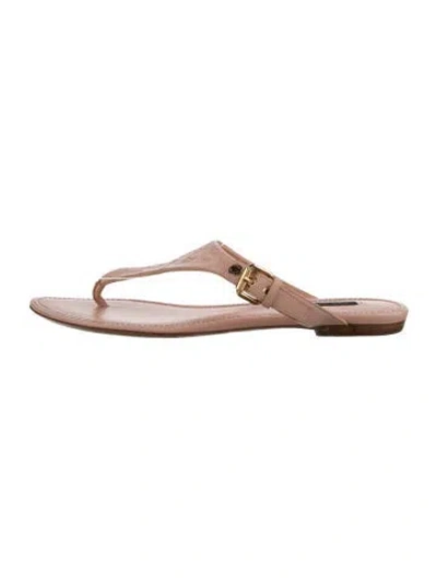 Pre-owned Louis Vuitton Lv Monogram Leather T-strap Sandals In Pink