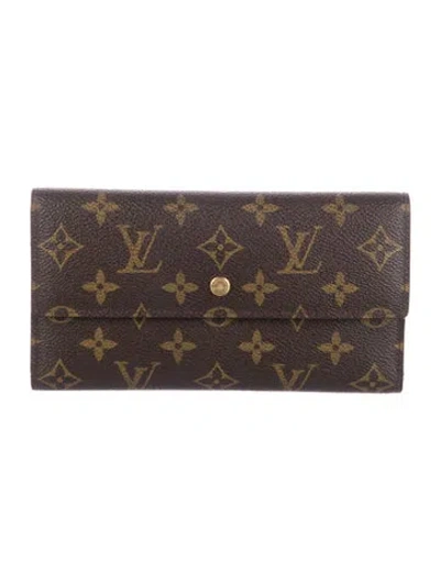 Pre-owned Louis Vuitton Lv Monogram Leather Wallet In Brown