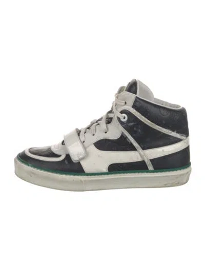 Pre-owned Louis Vuitton Lv Monogram Leather Wedge Sneakers In Blue