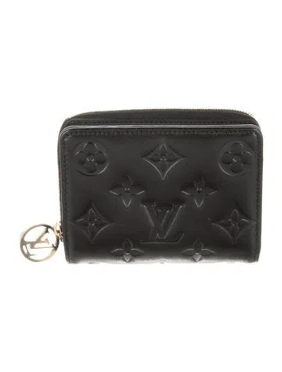 Pre-owned Louis Vuitton Lv Monogram Leather Zippy Wallet In Black