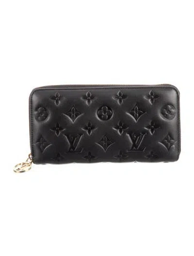Pre-owned Louis Vuitton Lv Monogram Leather Zippy Wallet In Black