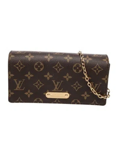 Pre-owned Louis Vuitton Lv Monogram Lilly Wallet On Chain In Brown