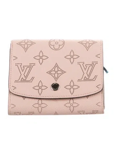 Pre-owned Louis Vuitton Lv Monogram Mahina Leather Iris Compact Wallet In Pink