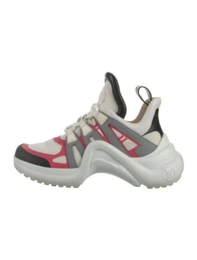 Pre-owned Louis Vuitton Lv Monogram Mesh Chunky Sneakers In White