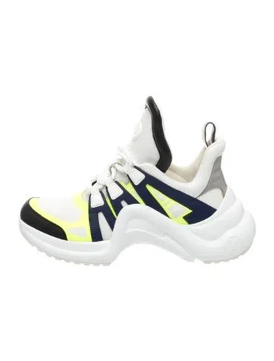 Pre-owned Louis Vuitton Lv Monogram Mesh Chunky Sneakers In White