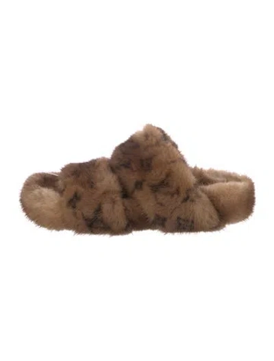 Pre-owned Louis Vuitton Lv Monogram Mink Mules In Brown