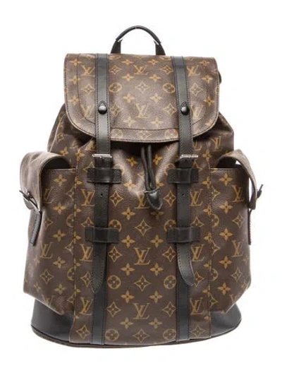Pre-owned Louis Vuitton Lv Monogram Monogram Macassar Christopher Pm Backpack Pm In Brown
