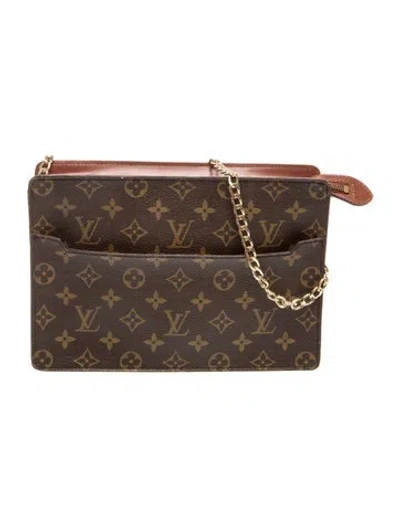 Pre-owned Louis Vuitton Lv Monogram Monogram Pochette Homme Clutch In Brown