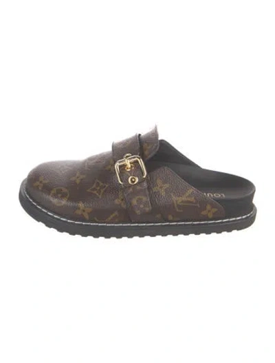 Pre-owned Louis Vuitton Lv Monogram Mules In Brown