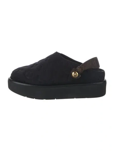 Pre-owned Louis Vuitton Lv Monogram Neoprene Mules In Black