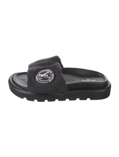 Pre-owned Louis Vuitton Lv Monogram Neoprene Slides In Black