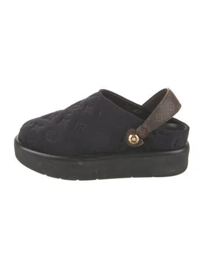 Pre-owned Louis Vuitton Lv Monogram Neoprene Slingback Flats In Black