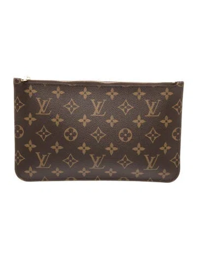 Pre-owned Louis Vuitton Lv Monogram Neverfull Pouch In Brown