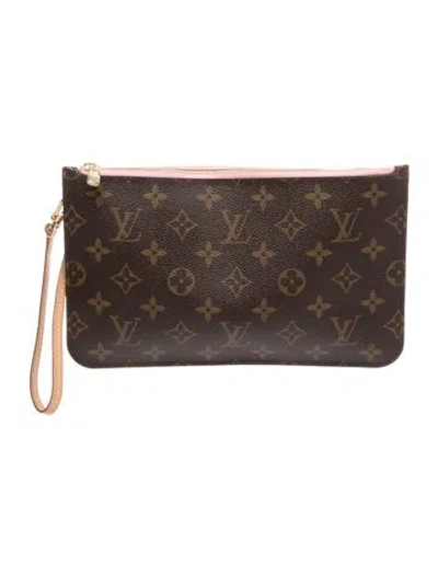 Pre-owned Louis Vuitton Lv Monogram Neverfull Pouch In Brown