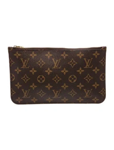 Pre-owned Louis Vuitton Lv Monogram Neverfull Pouch In Brown