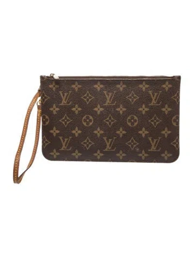 Pre-owned Louis Vuitton Lv Monogram Neverfull Pouch In Brown