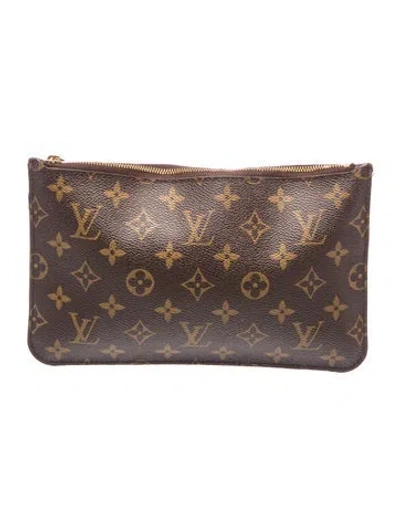 Pre-owned Louis Vuitton Lv Monogram Neverfull Pouch In Brown