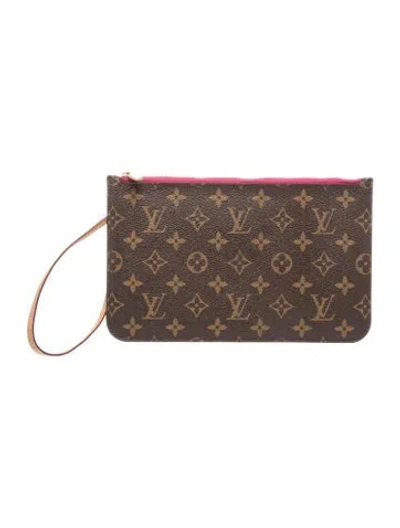 Pre-owned Louis Vuitton Lv Monogram Neverfull Pouch Gm In Brown
