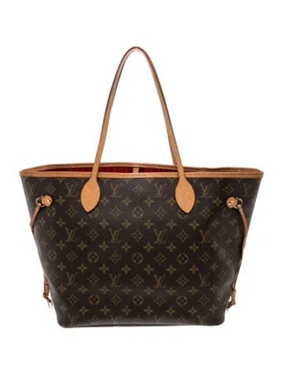 Pre-owned Louis Vuitton Lv Monogram Neverfull W/pouch Mm In Brown