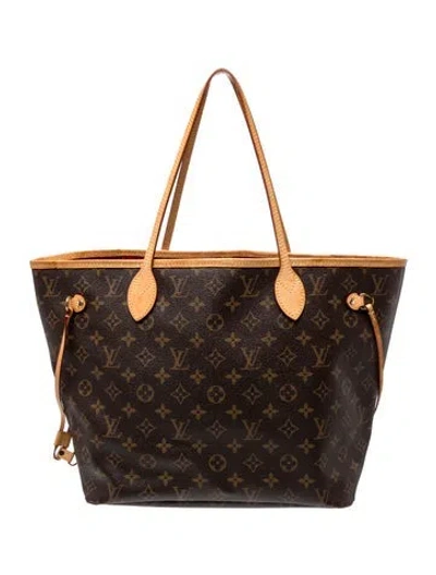 Pre-owned Louis Vuitton Lv Monogram Neverfull W/pouch Mm In Brown