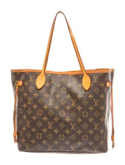 Pre-owned Louis Vuitton Lv Monogram Neverfull W/pouch Mm In Brown