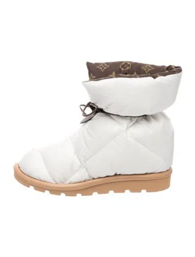 Pre-owned Louis Vuitton Lv Monogram Nylon Boots In White