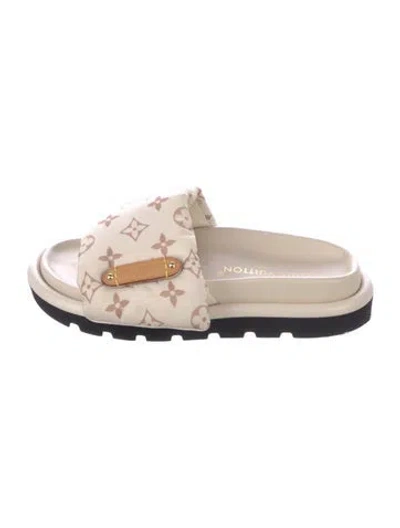 Pre-owned Louis Vuitton Lv Monogram Nylon Slides In Neutral