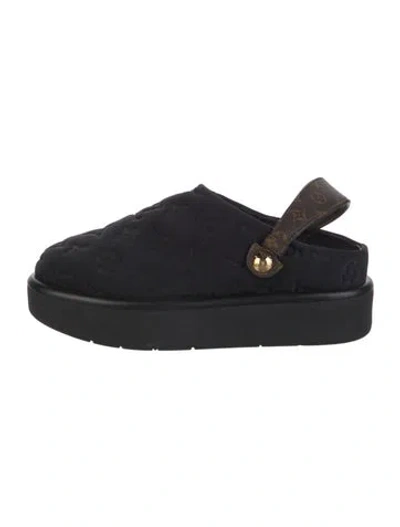 Pre-owned Louis Vuitton Lv Monogram Nylon Slingback Flats In Black
