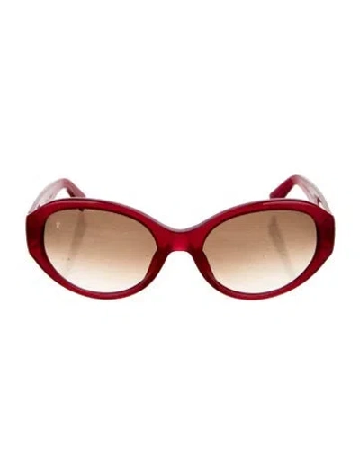 Pre-owned Louis Vuitton Lv Monogram Oversize Sunglasses In Gold/red
