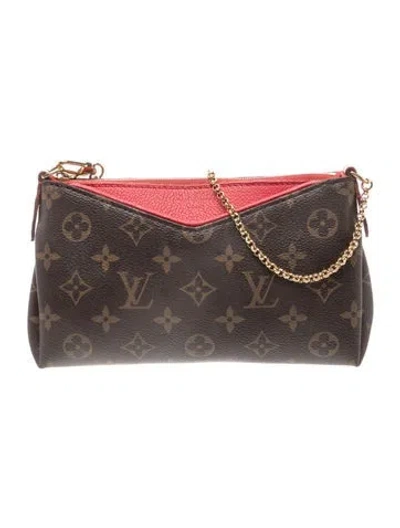 Pre-owned Louis Vuitton Lv Monogram Pallas Clutch In Brown