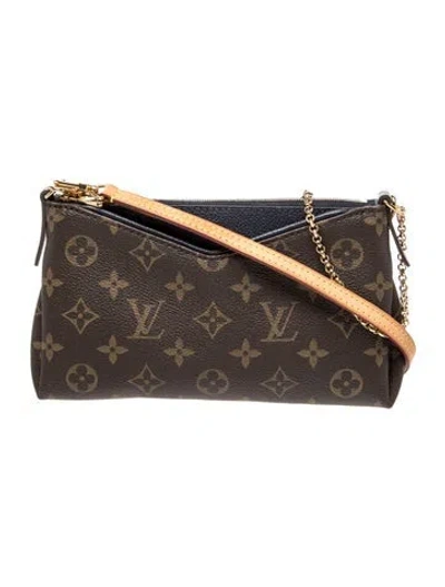 Pre-owned Louis Vuitton Lv Monogram Pallas Clutch In Brown