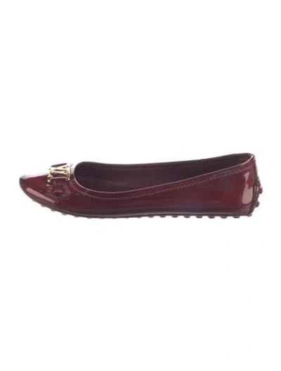 Pre-owned Louis Vuitton Lv Monogram Patent Leather Ballet Flats In Burgundy