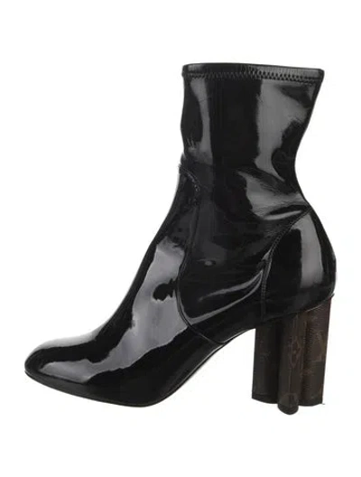 Pre-owned Louis Vuitton Lv Monogram Patent Leather Boots In Black