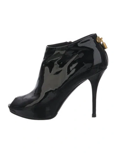 Pre-owned Louis Vuitton Lv Monogram Patent Leather Boots In Black