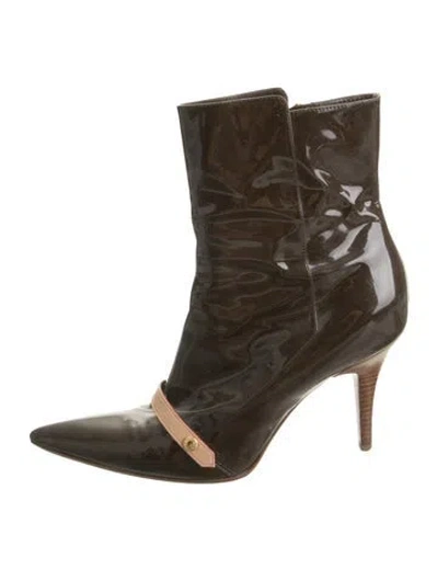 Pre-owned Louis Vuitton Lv Monogram Patent Leather Boots In Brown