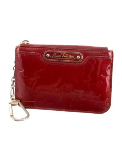 Pre-owned Louis Vuitton Lv Monogram Patent Leather Card Holder In Red