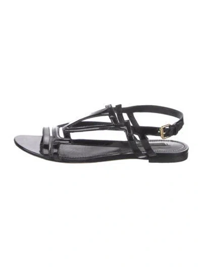 Pre-owned Louis Vuitton Lv Monogram Patent Leather Gladiator Sandals In Black