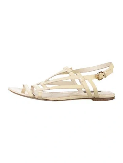 Pre-owned Louis Vuitton Lv Monogram Patent Leather Gladiator Sandals In White