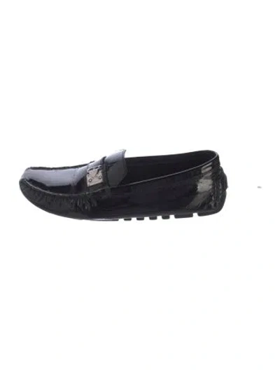Pre-owned Louis Vuitton Lv Monogram Patent Leather Loafers In Black