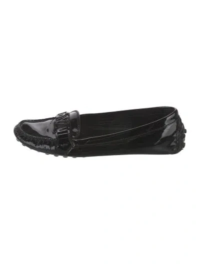 Pre-owned Louis Vuitton Lv Monogram Patent Leather Loafers In Black
